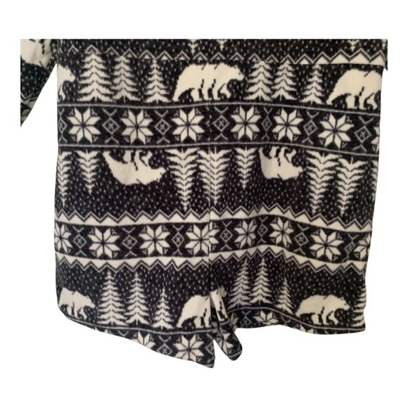 Old Navy Fleece PJs SZ M Women's Romper Black White One Piece Christmas Winter - Picture 11 of 14